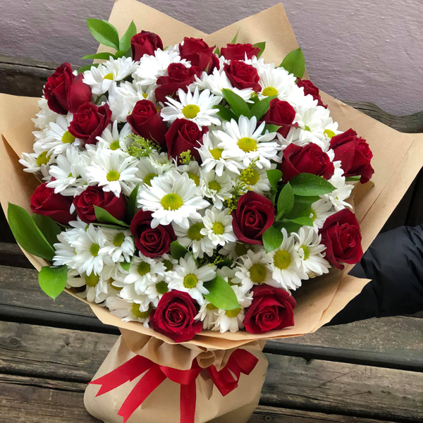 Harmony of Roses and Chrysanthemums