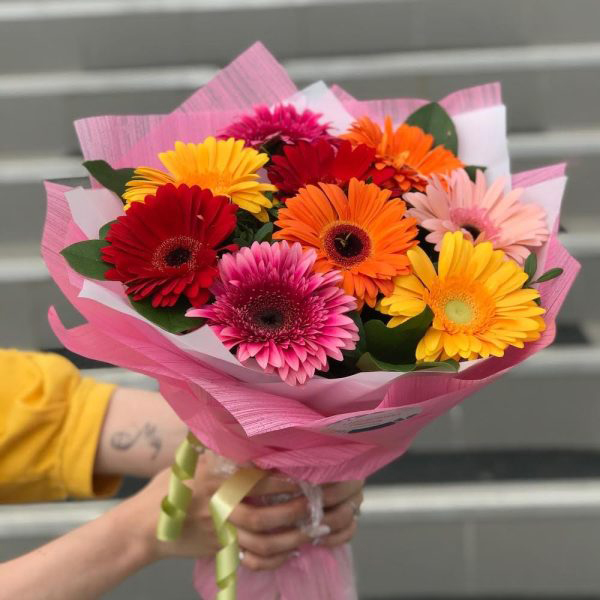 Multi Colored Gerbera Bouquet Resim 1