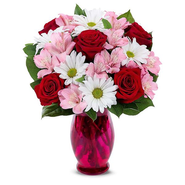 Roses and Daisies in Vase